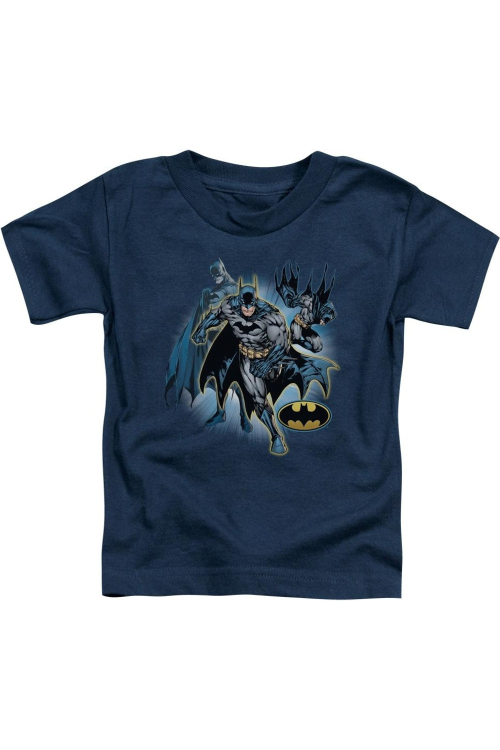 

Футболка для малышей с коротким рукавом и коллажем Бэтмена из Лиги Справедливости Америки Gildan, темно-синий