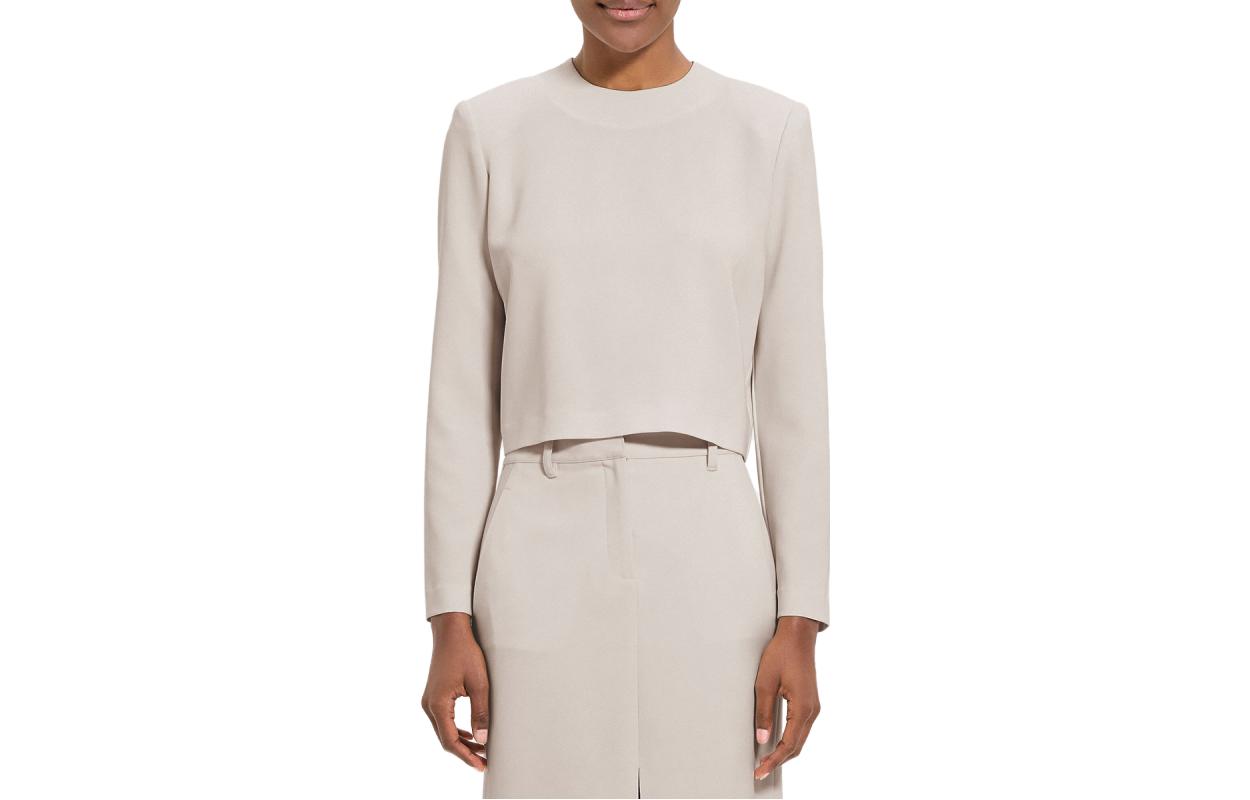 

Кроп-блузка с круглым вырезом THEORY, белый