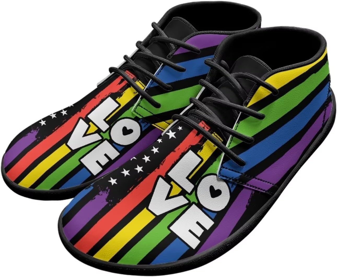

Мужские кожаные кроссовки Forchrinse с принтом американского флага, модные полуботинки средней посадки для ходьбы, туфли для мужчин и мальчиков, ботинки Чакка, водонепроницаемые, Rainbow Flag