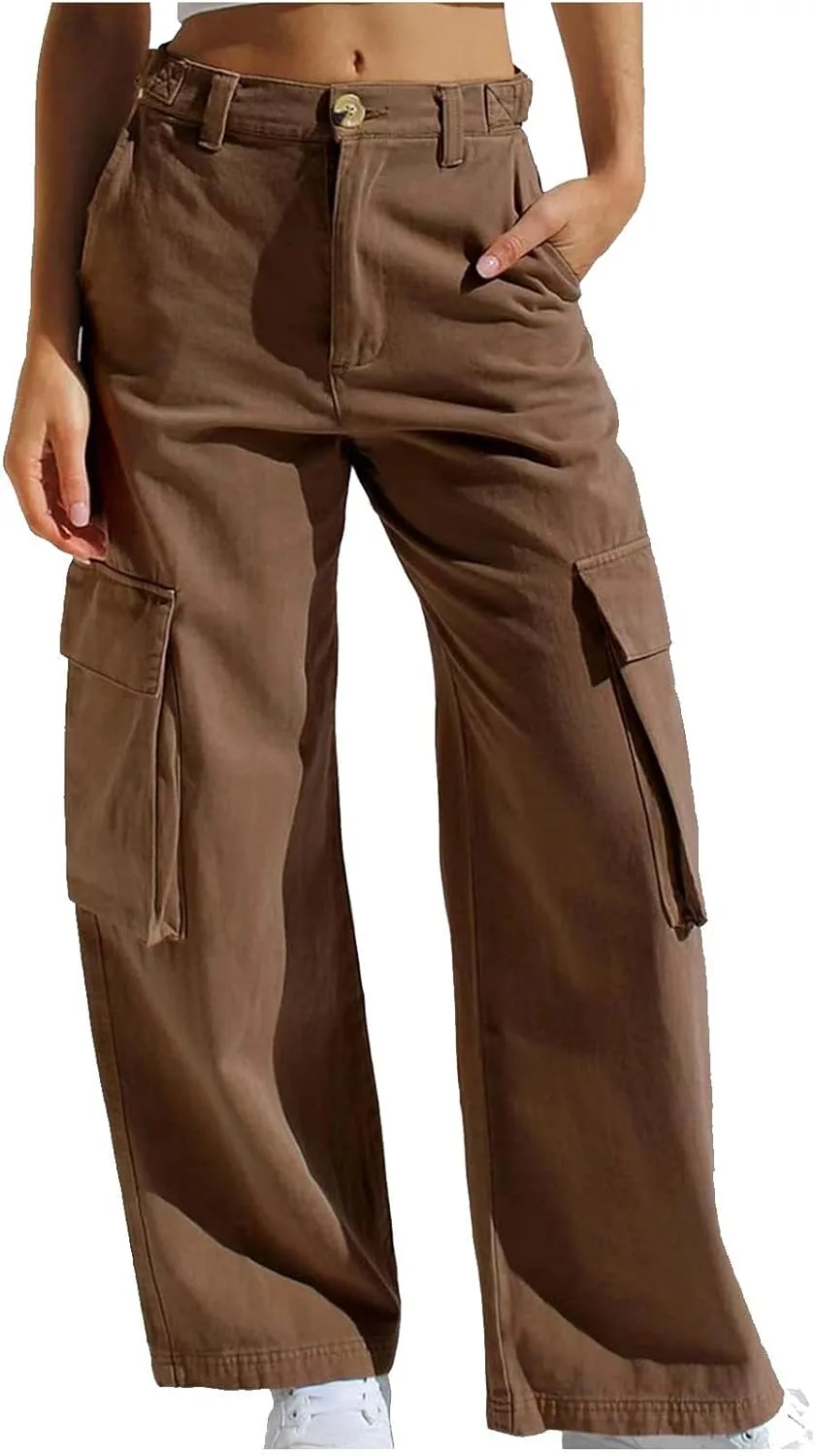 

Джинсы женские High Waisted Baggy Denim Cargo Pants с карманами