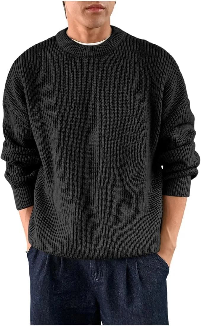 

Мужской повседневный свитер-пуловер с воротником-гольф, однотонный, фактурный, теплый, для осени и зимы