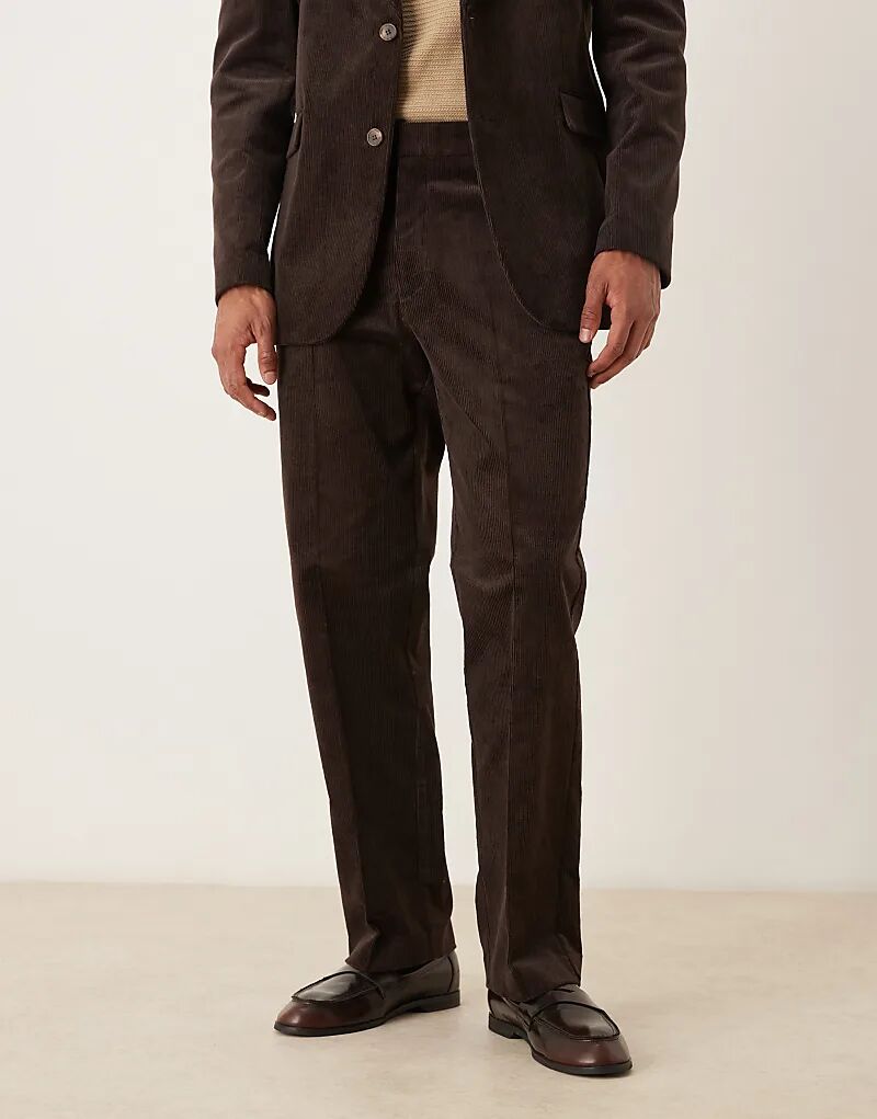 

Прямые брюки ASOS DESIGN из коричневого хлопкового вельвета