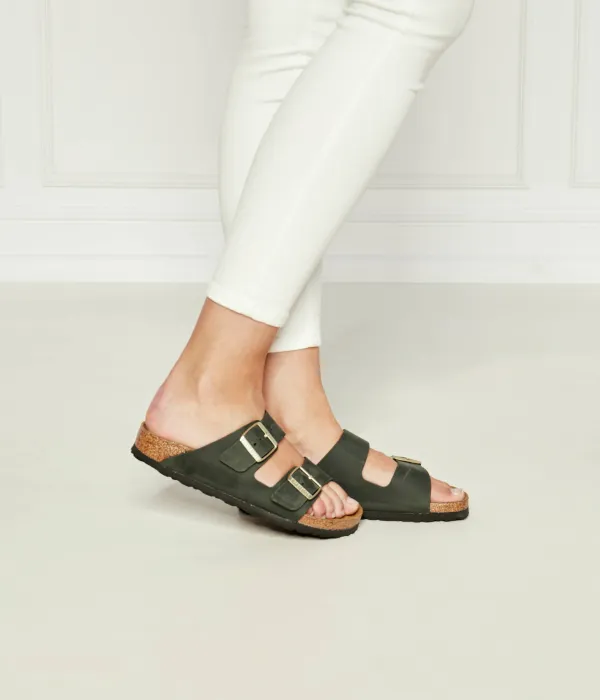 Тапочки из кожи Аризона Narrow fit Birkenstock, зеленый — фото 2