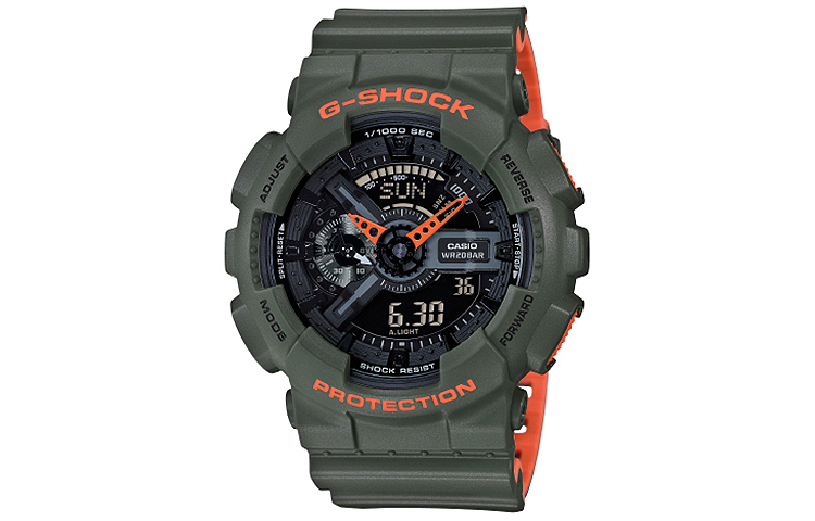 

CASIO Мужские часы с двойным жидкокристаллическим/аналоговым дисплеем, черные, GA-110LN-3A