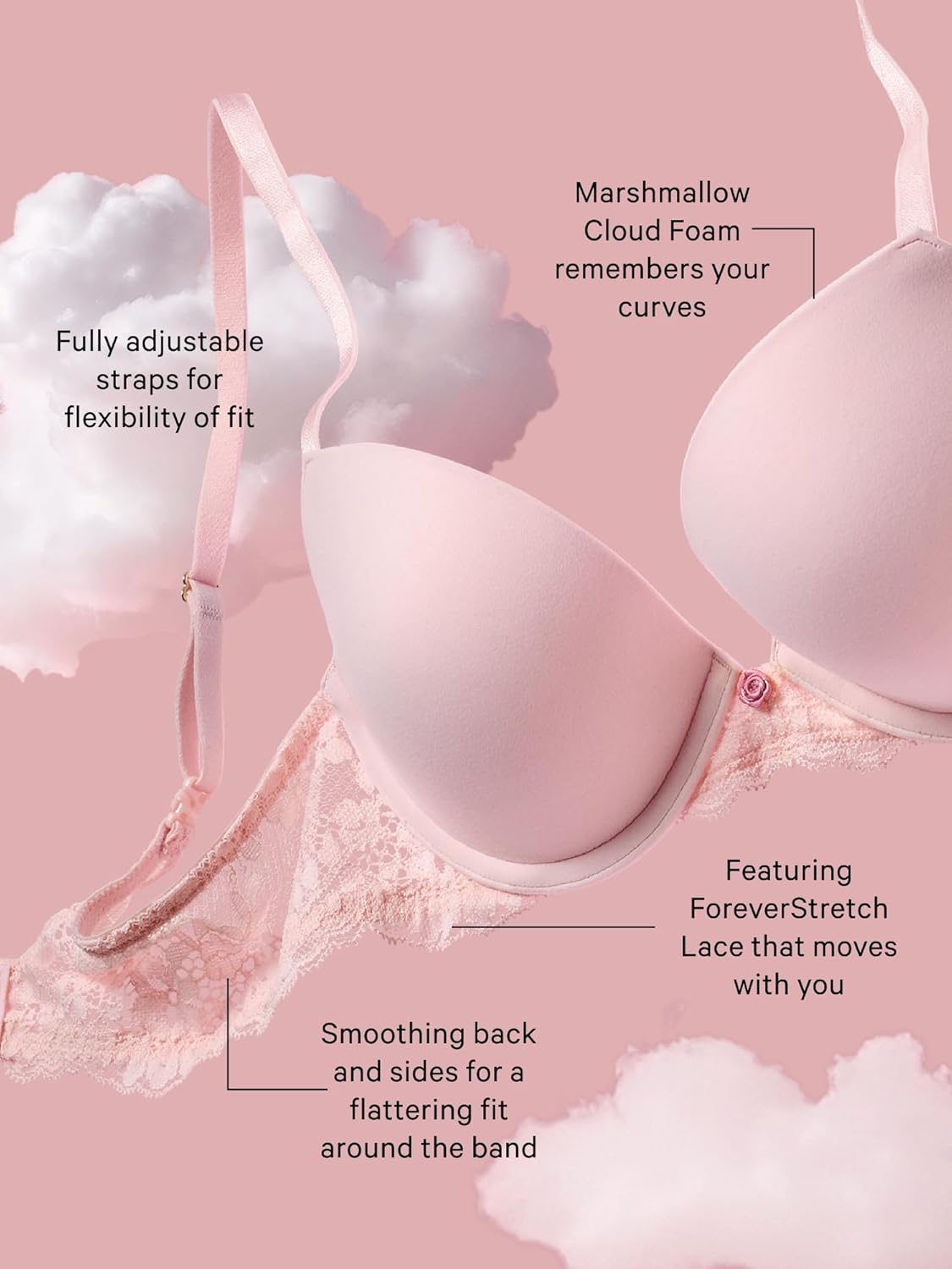 Victoria's Dream Angels Push Up Bra, бюстгальтеры для женщин (32A-38DDD) Victoria's Secret, Black Lace (New Look) — фото 4