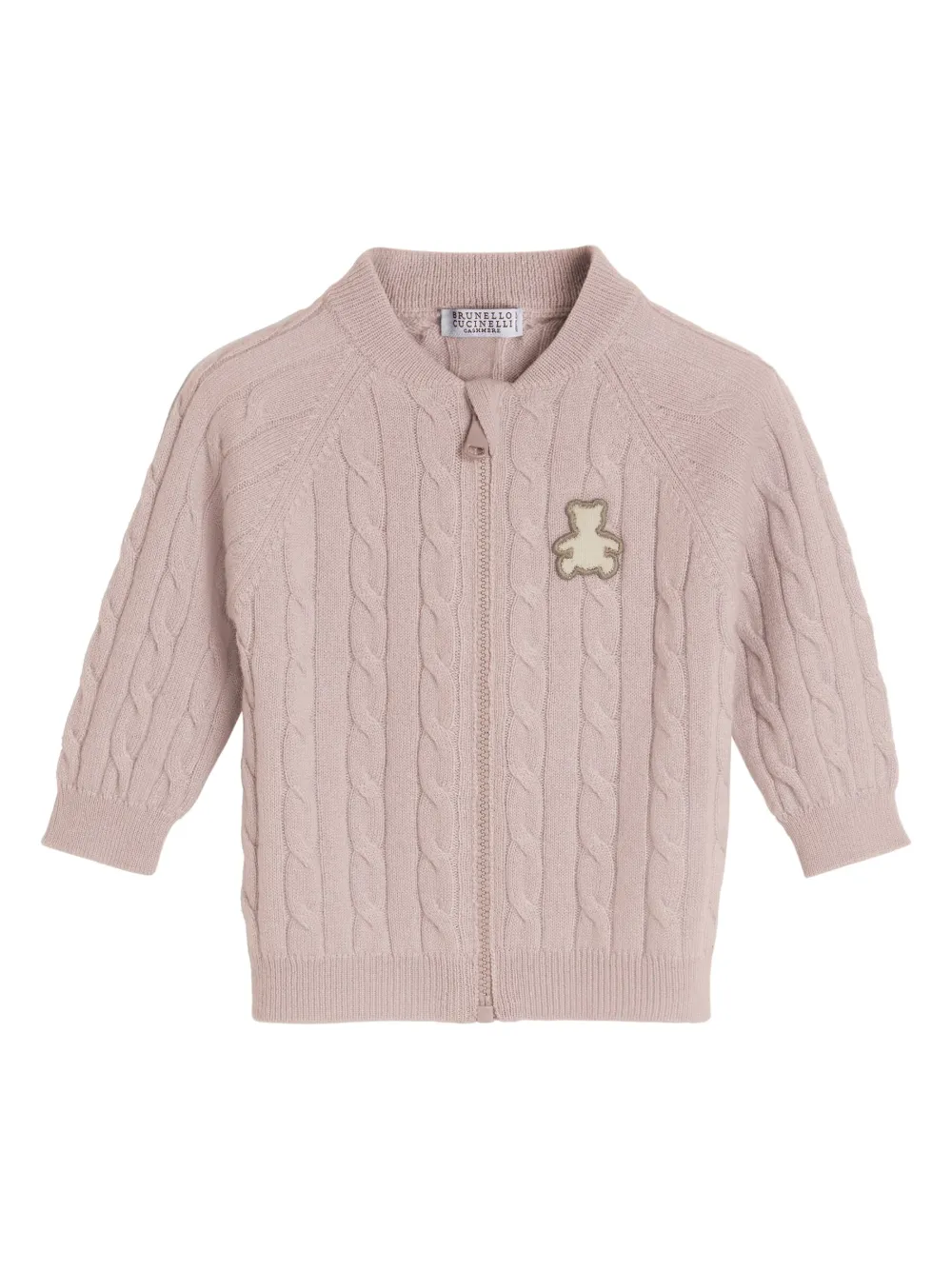 

Кашемировый кардиган фактурной вязки Brunello Cucinelli Kids, розовый