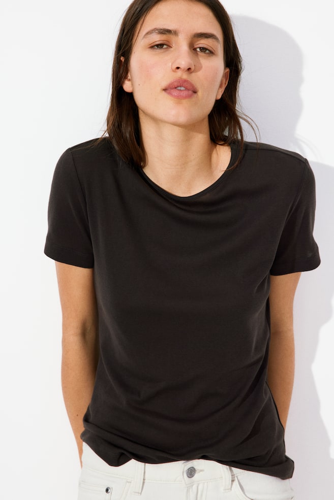 

Футболка из хлопка пима H&M, коричневый