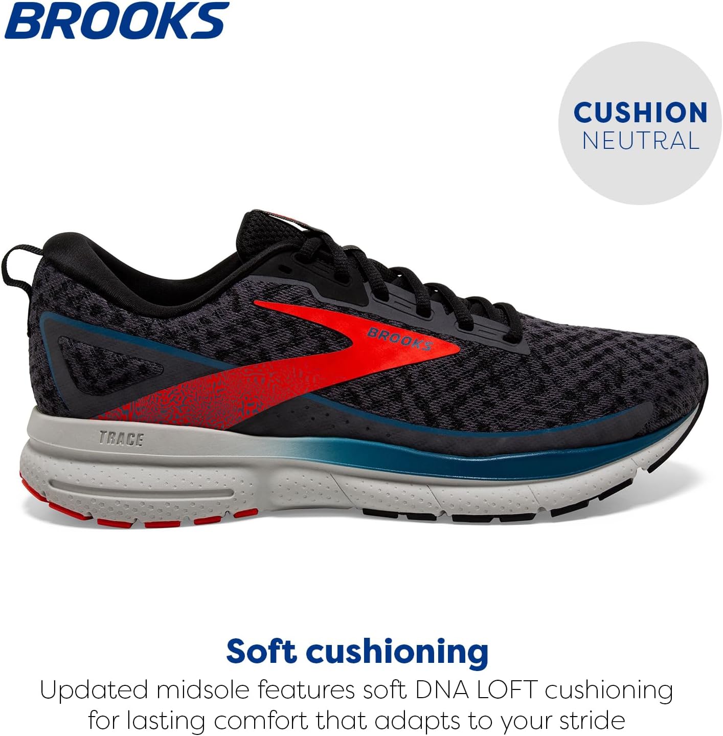 Мужские нейтральные беговые кроссовки Brooks Trace 3, красный/синий — фото 2