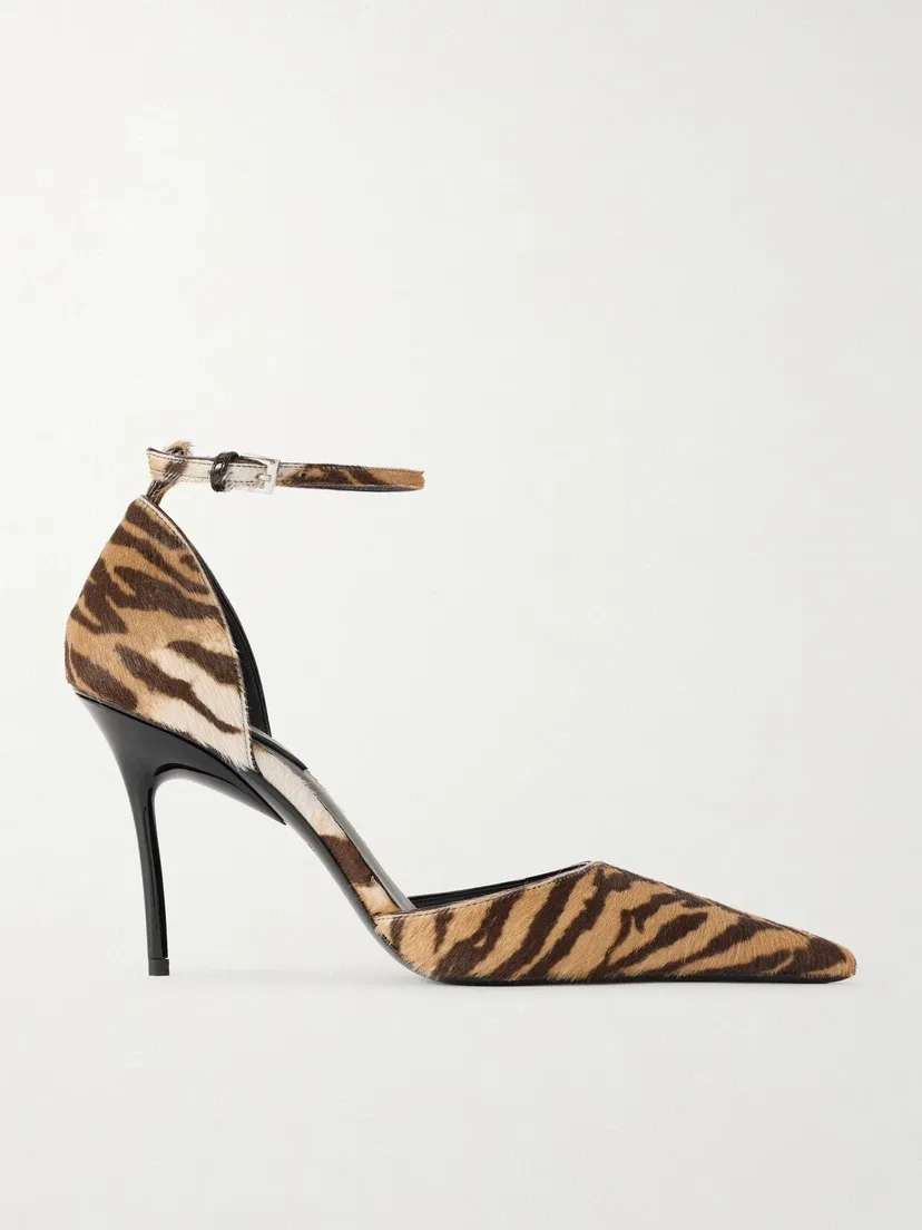 Туфли-лодочки D'Orsay с тигровым принтом из телячьей шерсти 110 Alaïa, коричневый