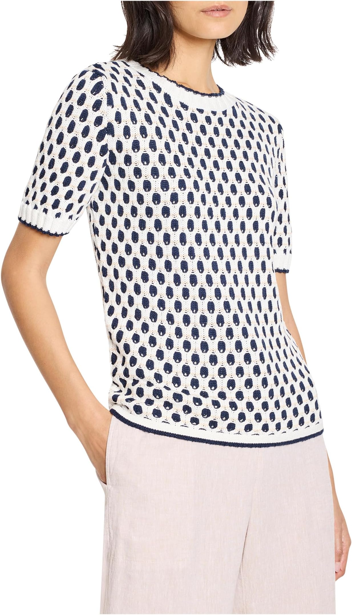 

Свитер NIC+ZOE Petite Geo Tuck Stitch Sweater Tee, Indigo Multi