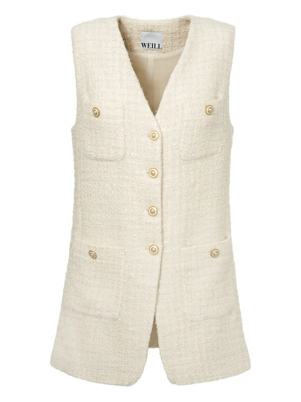 

Твидовый жилет без рукавов на пуговицах Weill Paris, нейтральный