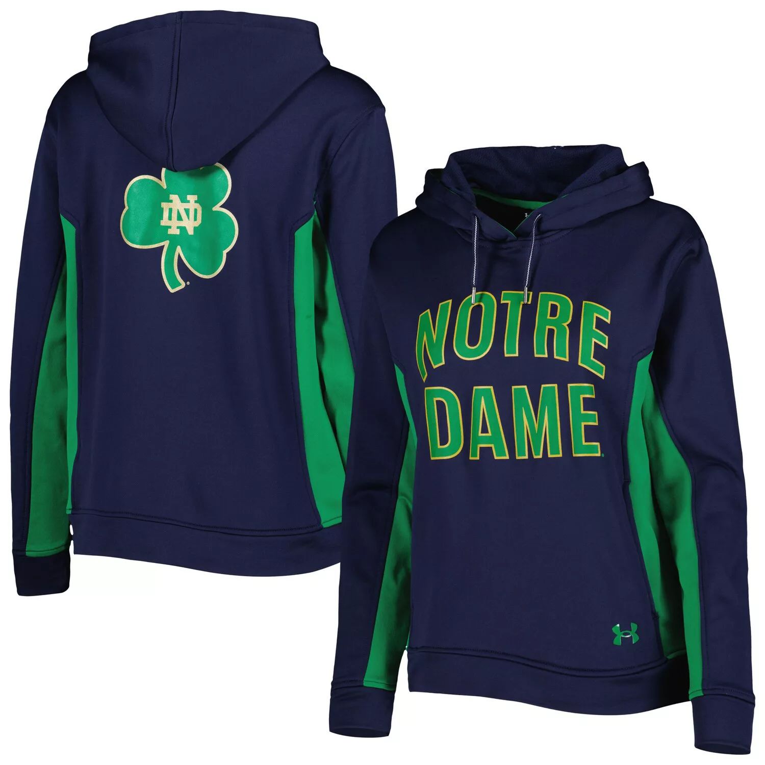 

Женский темно-синий пуловер с капюшоном Under Armour Notre Dame Fighting Irish Gameday Tech Under Armour