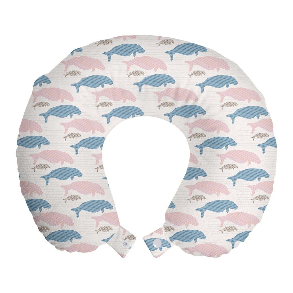 

ABAKUHAUS Sea Cow Дорожная подушка для шеи, силуэты морских существ, пенопластовые дорожные принадлежности для самолета и автомобиля, 30x30 см, мультицвет