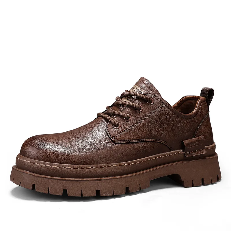 YEARCON Повседневные кожаные туфли мужские low top black brown — фото 4