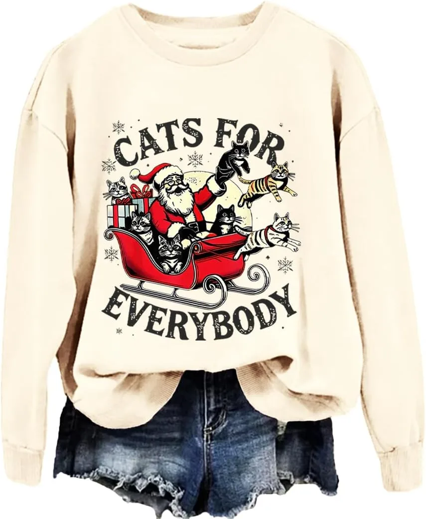 

Свитшот с забавными котами на Рождество JIONOCY