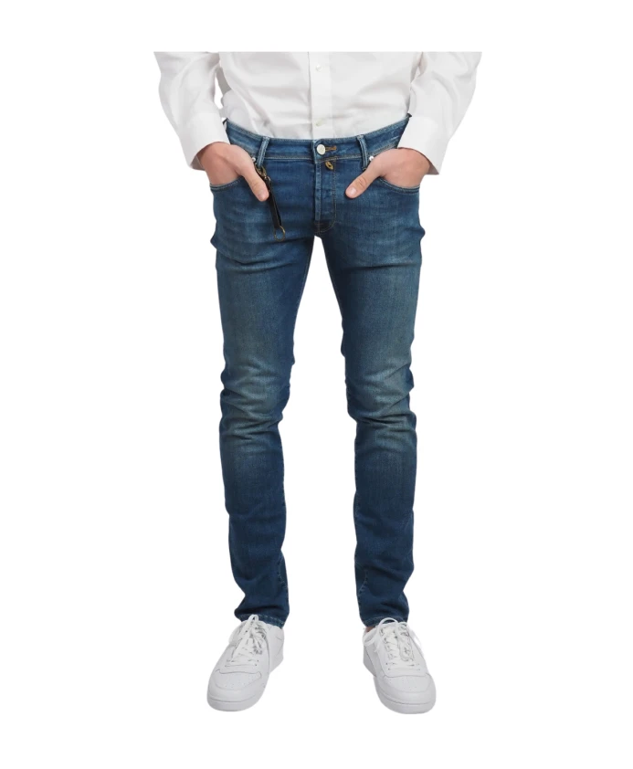 

Мужские джинсы зауженного кроя - средне-темный оттенок. Incotex, синий