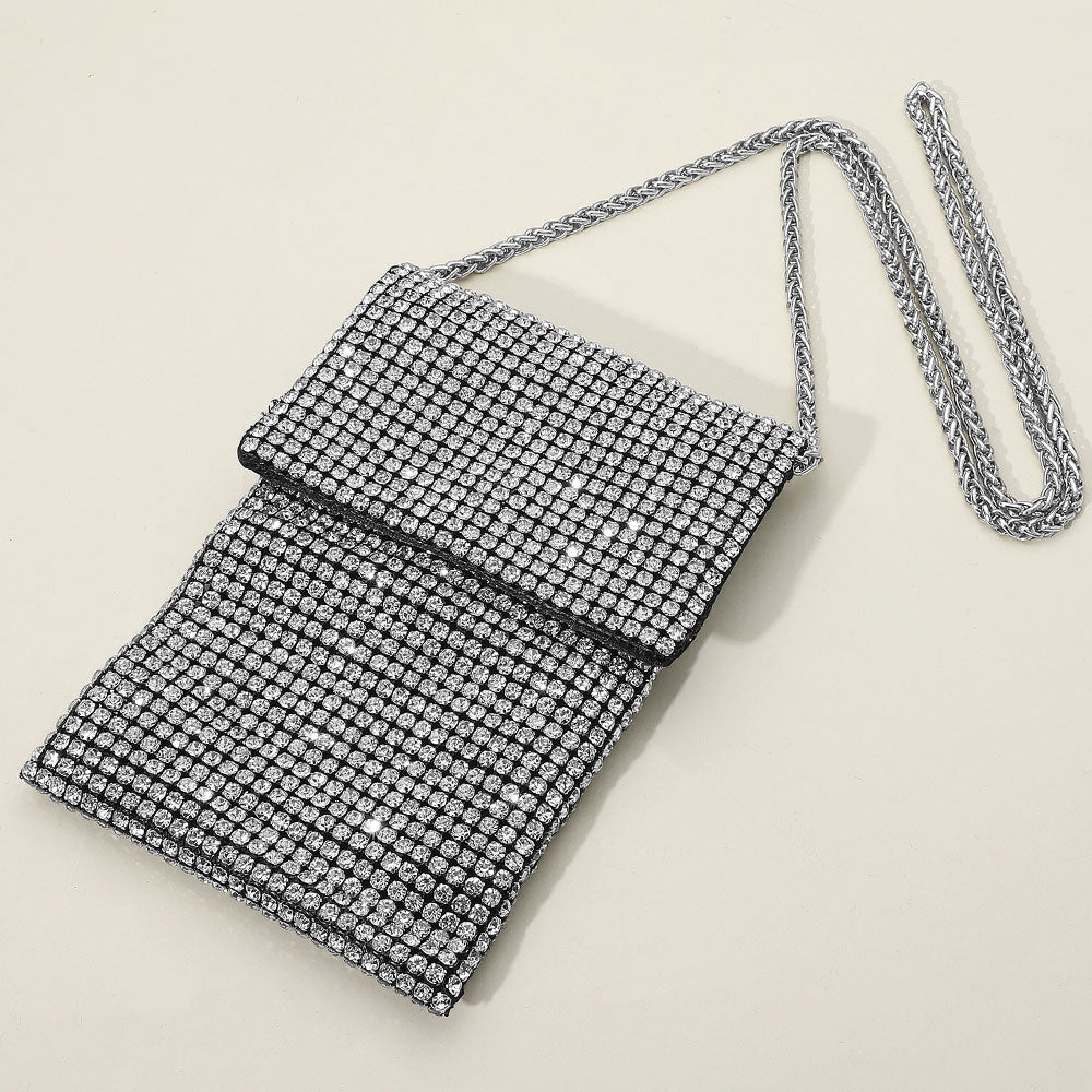 

Стразированная сетчатая мини-сумка через плечо FASHNZFAB, черный