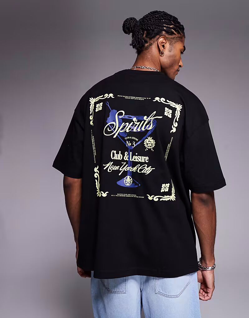 

Футболка свободного кроя ASOS DESIGN с принтом мартини черного цвета
