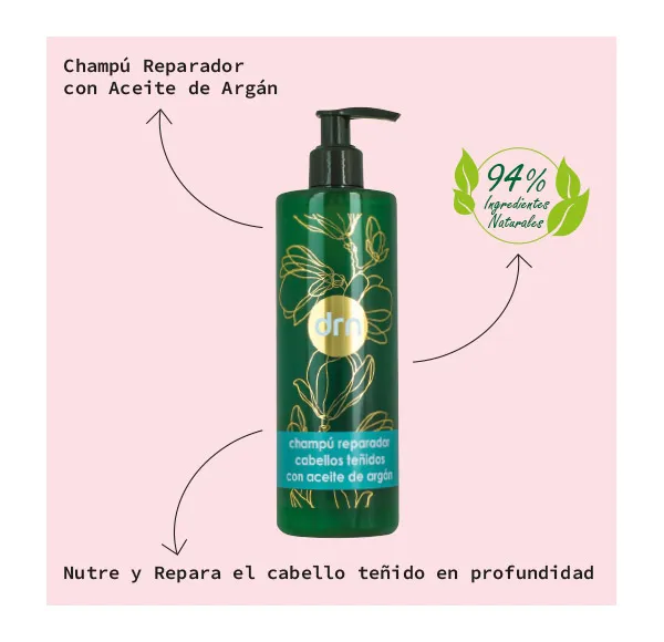 Шампунь с аргановым маслом Champú Reparador Cabellos Teñidos Drn, 400 ml — фото 2