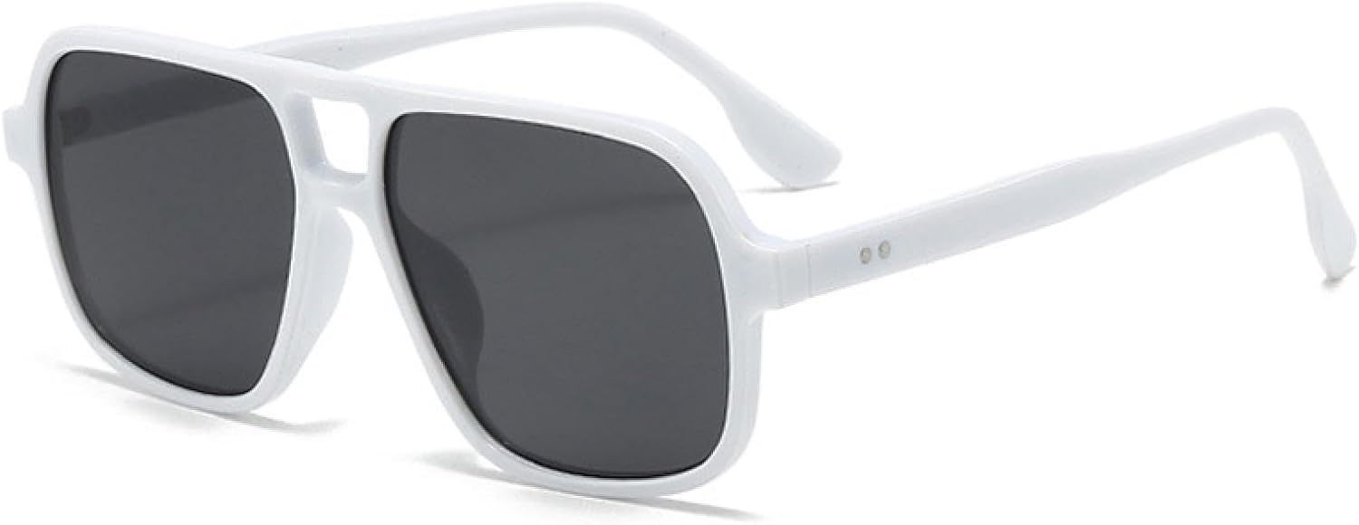 

Женские солнцезащитные очки в стиле ретро с двойной перемычкой, модные очки с леопардовым принтом, трендовые мужские очки с заклепками, конфетные цвета, защита от УФ-излучения UV400 VVTWSSW, White Grey