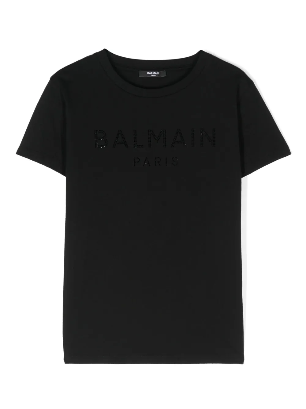 

Футболка с логотипом и заклепками Balmain Kids, черный