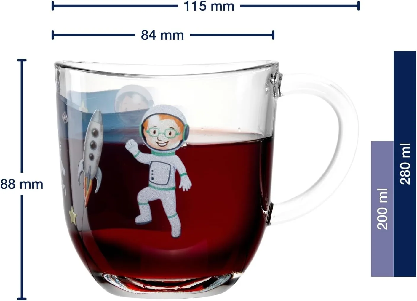 Кружка для детей LEONARDO HOME Bambini Avventura 044415 с ручкой, космический принт, 280 мл, для микроволновки — фото 2