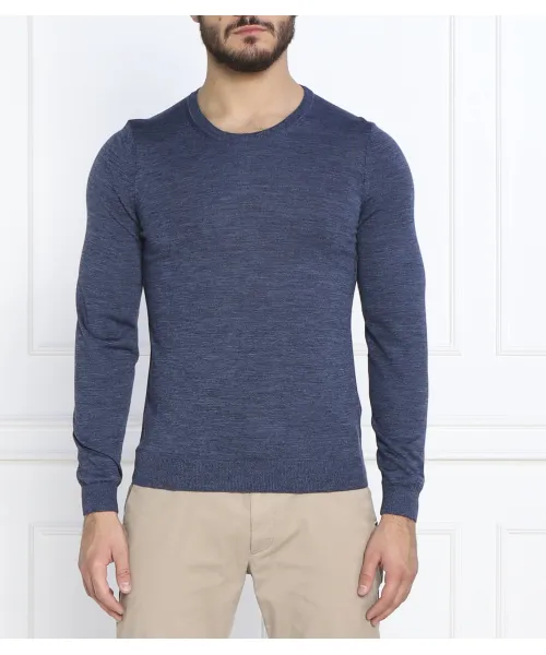

Шерстяной свитер с перевивочным переплетением Slim fit Boss, синий