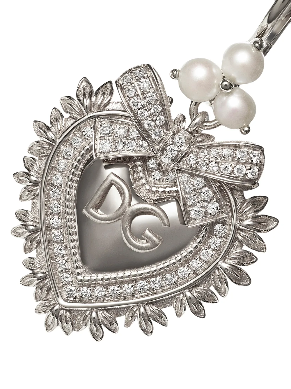 Серьги Devotion из белого золота с бриллиантами и жемчугом DOLCE & GABBANA, серебяный — фото 3