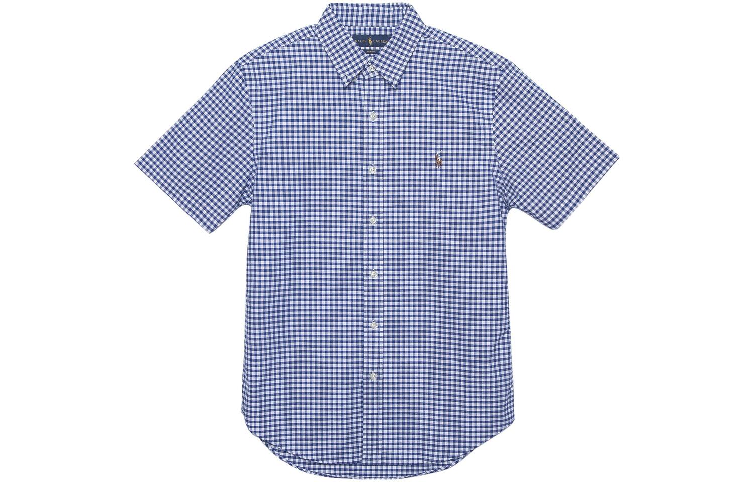 

Винтажная рубашка из хлопка в клетку Polo Ralph Lauren, синяя