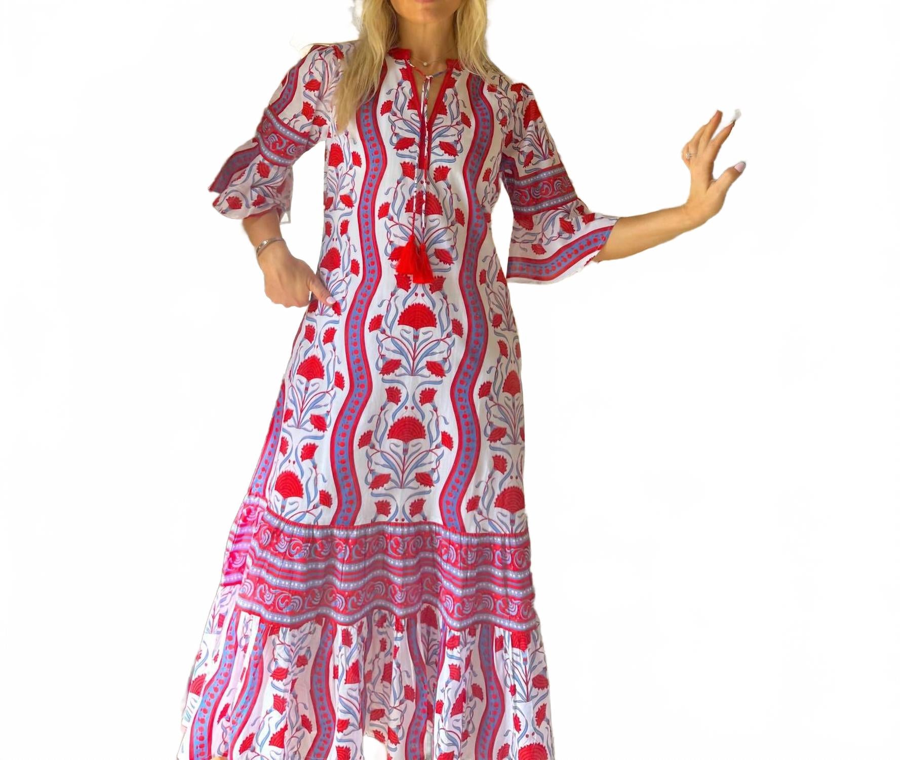 

Аскот макси-платье в стиле ар-деко с маковым принтом, красное IslaPayal