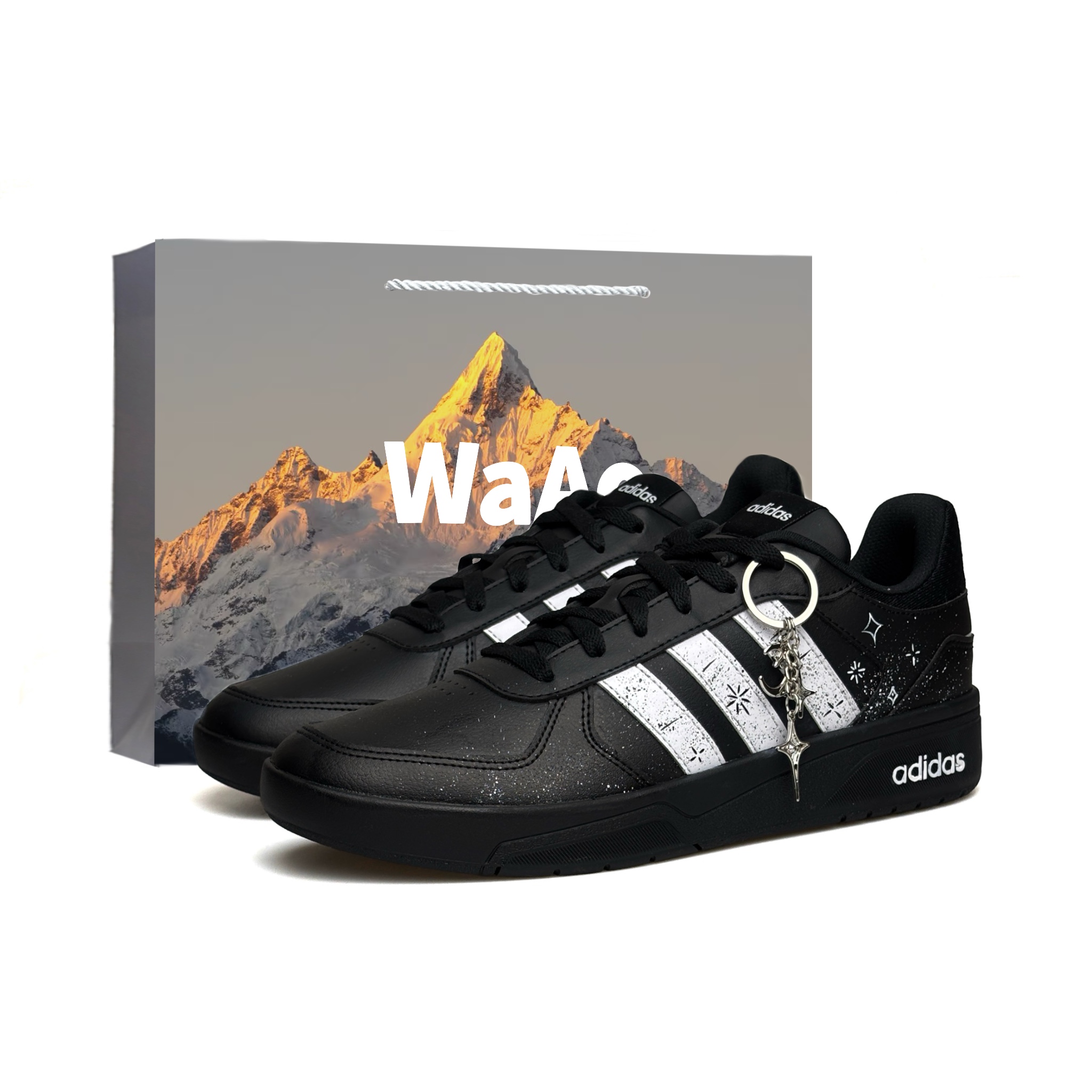 

Adidas COURTBEAT WAO - низкие скейтбордистские кроссовки с увеличенной высотой, износостойкие, противоскользящие, унисекс, черный и белый