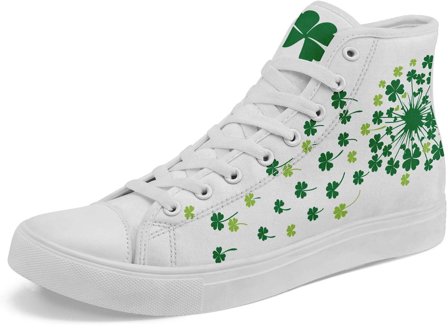 

Высокие кеды из канвы с узором клевер AWSOLE для мужчин и женщин, легкие, дышащие, стильные и удобные, кроссовки для фестиваля, подарок, белый/зеленый