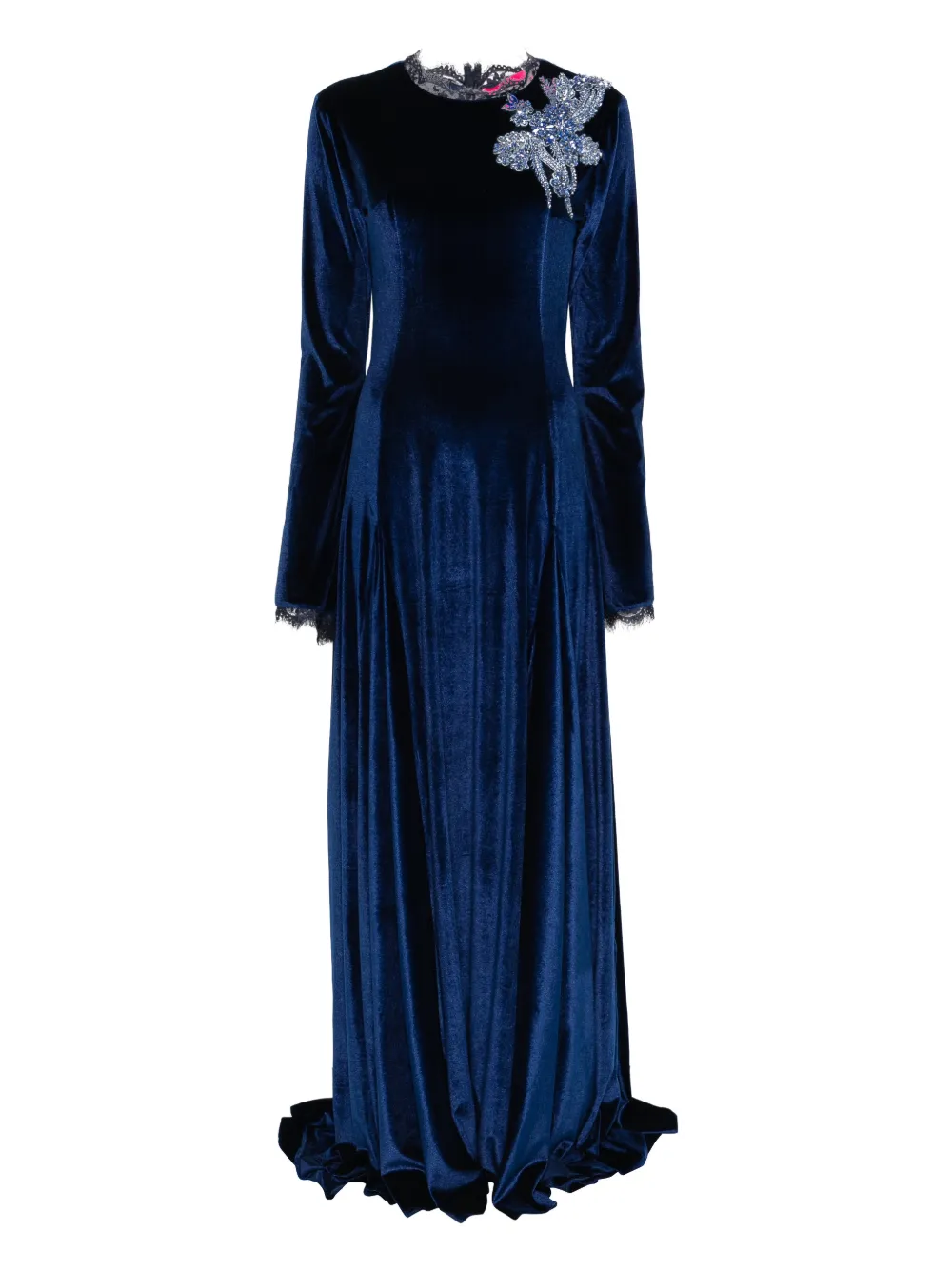 

Макси-платье с цветочной аппликацией Miau By Clara Rotescu, синий