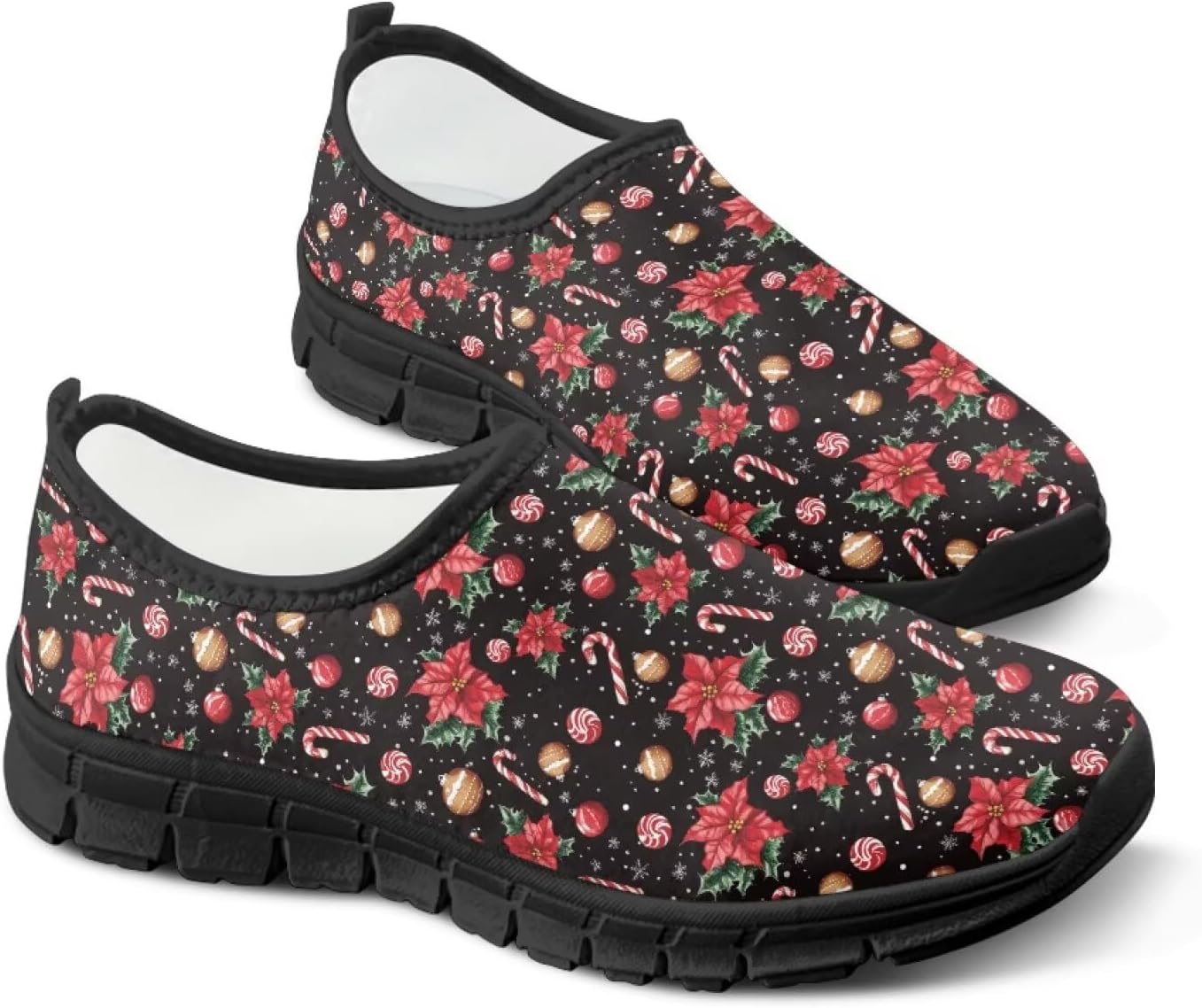 

Женские кроссовки Fonplted без шнурков для прогулок, модные повседневные кроссовки, обувь на Хэллоуин для взрослых унисекс, Christmas Flower