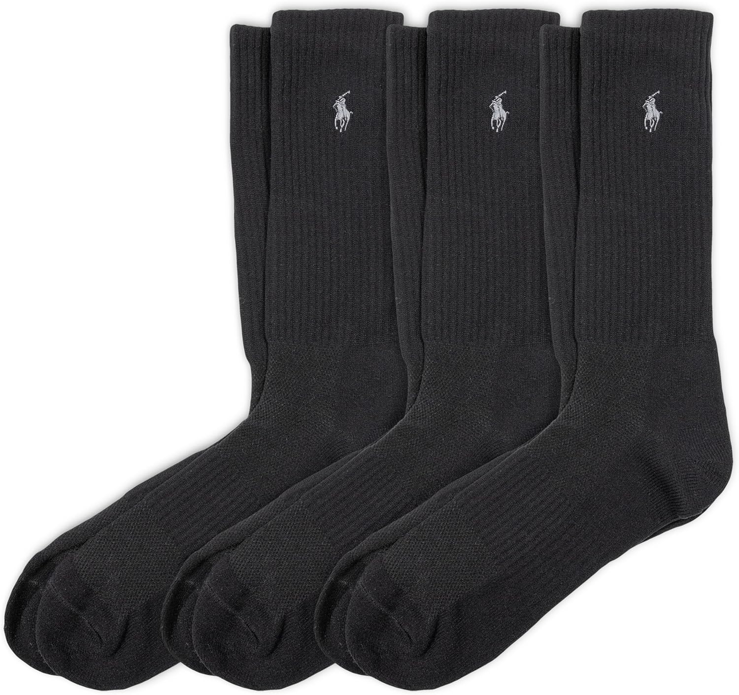 

Мужские спортивные носки Polo Ralph Lauren Tech Athletic Crew - набор из 3 пар - спортивные, с амортизирующей поддержкой свода стопы, Black