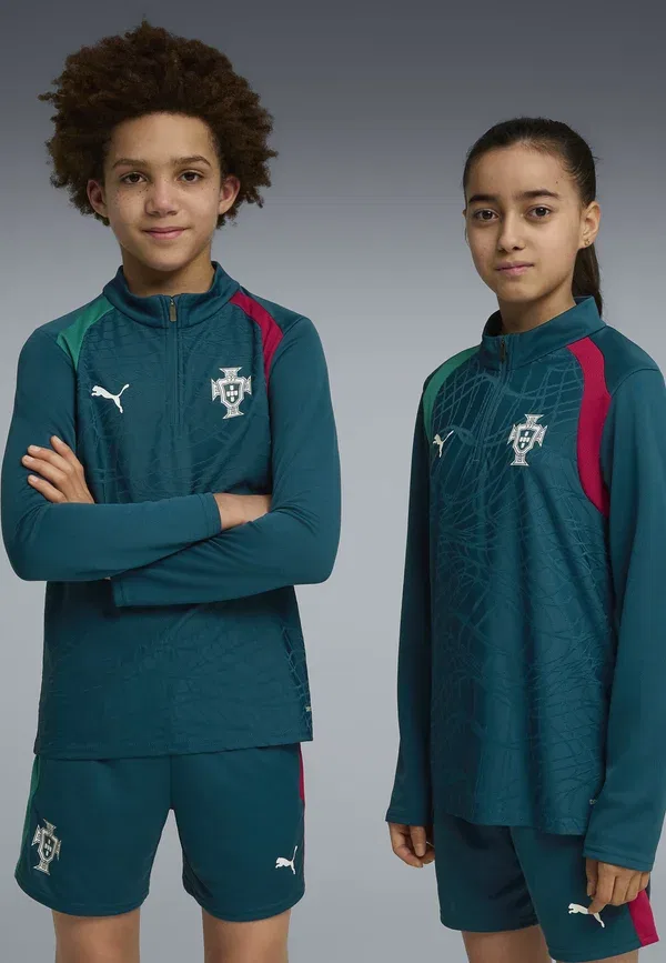 Тренировочная футболка с длинным рукавом Portugal Puma, цвет океан тропик-серебристый туман