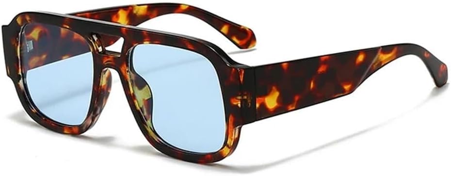 

Солнцезащитные очки конфетного цвета с двойной перемычкой, широкие дужки, защита от ультрафиолета UV400, для мужчин, для занятий спортом на открытом воздухе, бега и езды на велосипеде Generic, Leopard Blue