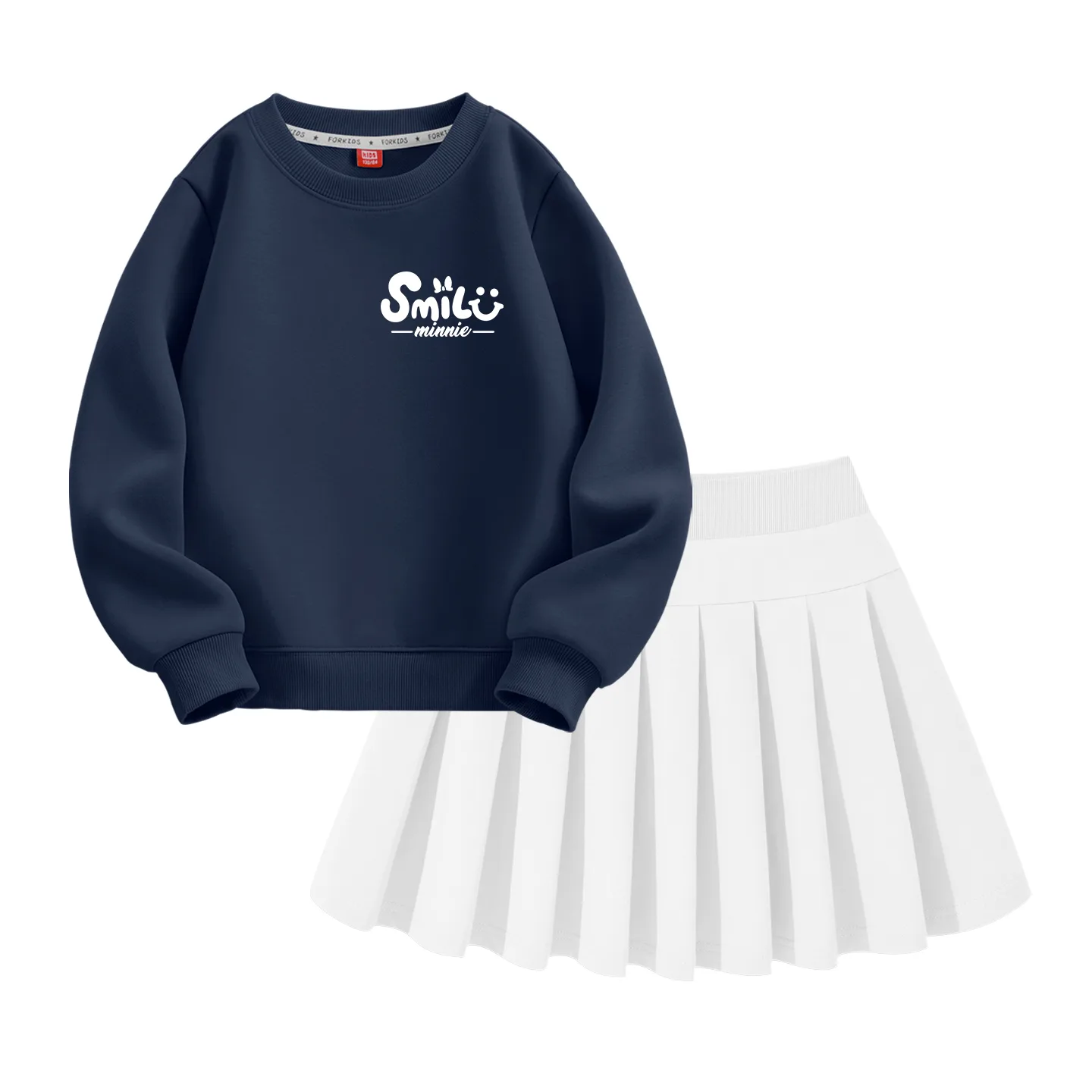 Детский комплект юбка Disney, Di B Letter Smile K Navy Blue+Solid Color White