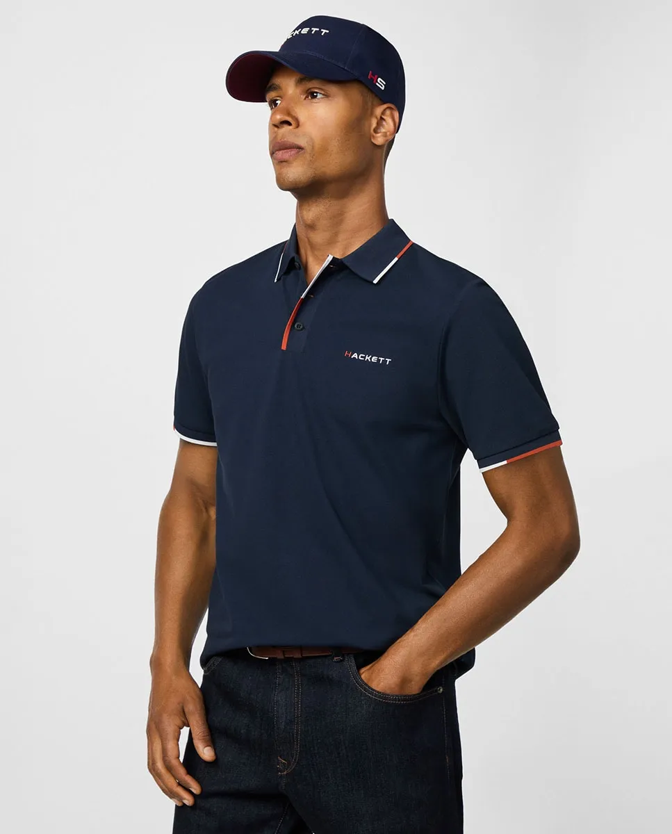 

Мужская футболка-поло с коротким рукавом и вышитым логотипом больших размеров Hackett, синий
