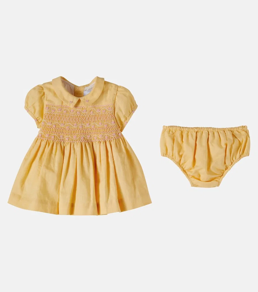 Комплект «Платье и панталоны Baby Dolly» из льна и хлопка La Coqueta, желтый — фото 4