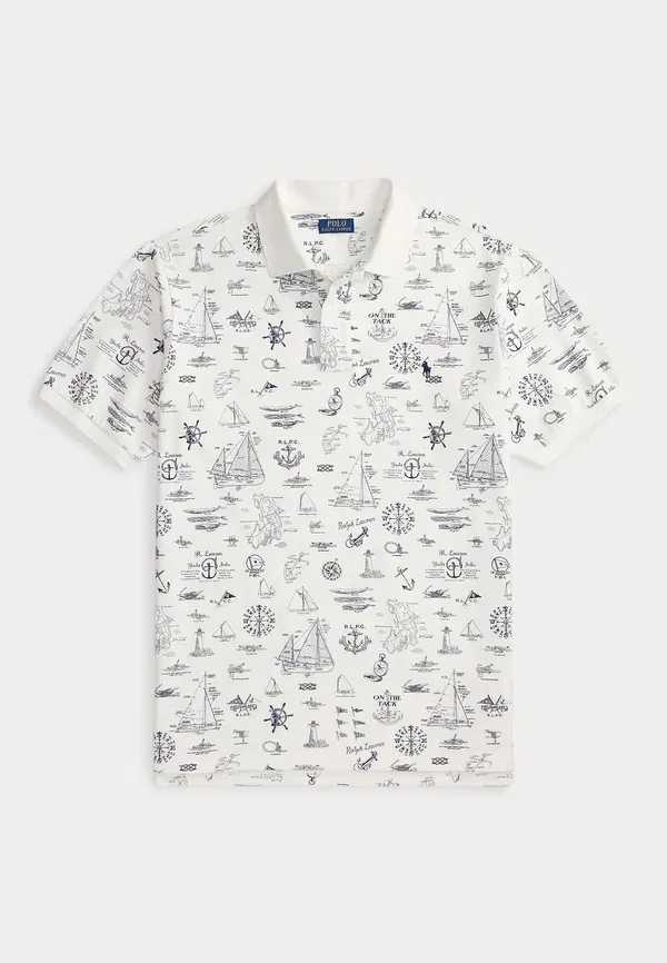 Поло из сетки с морским принтом Polo Ralph Lauren Big & Tall, морской/белый — фото 4