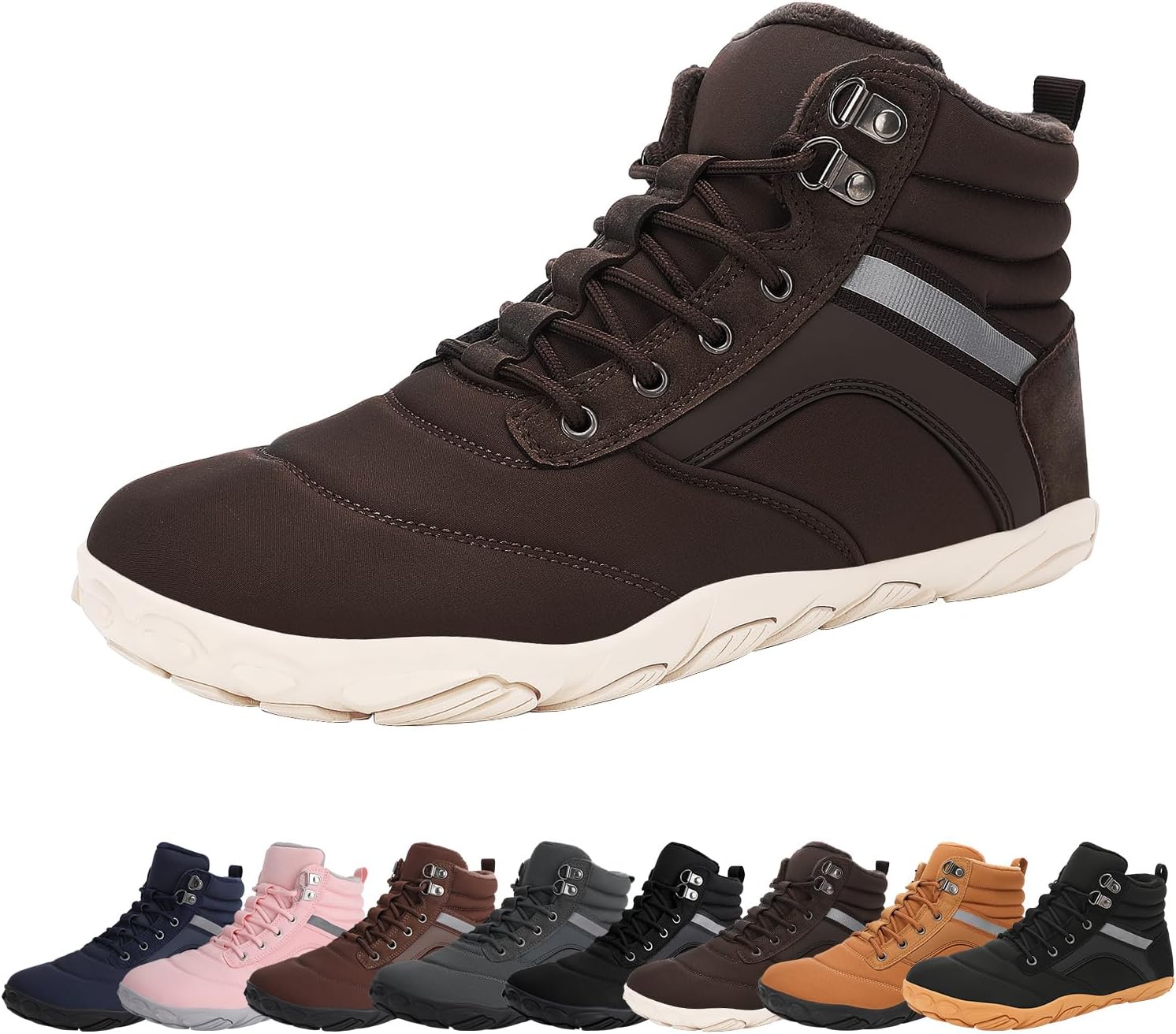 

Женские и мужские зимние ботинки, теплые минималистичные с широкой носочной частью, снежные ботинки с подошвой нулевого перепада, водоотталкивающие ботильоны Mexyz, Chestnut