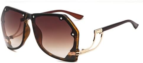 

Женские солнцезащитные очки неправильной формы с многоугольными линзами, модель 2027 года, голубые, розовые, ретро-градиентные, океанические, с уникальной оправой MTZJH, Leopard F Brown