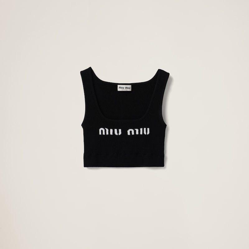 

Вискозный топ Miu Miu, черный