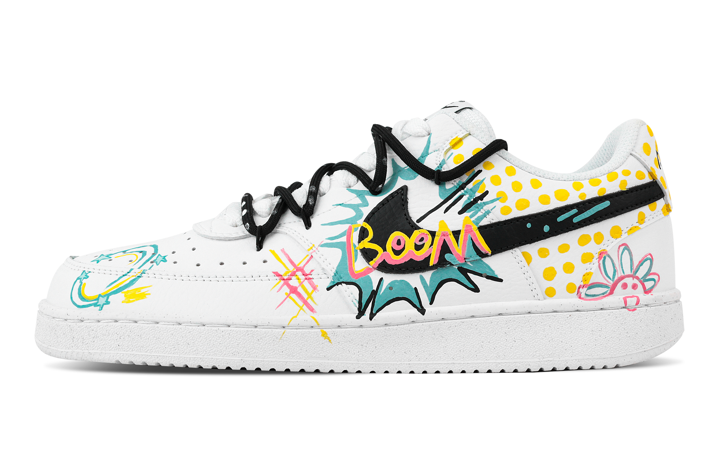 

Nike Кроссовки Court Vision 1 Pope Artistic, износостойкие, низкие, для скейтбординга, мужские, белые, желтые, голубые