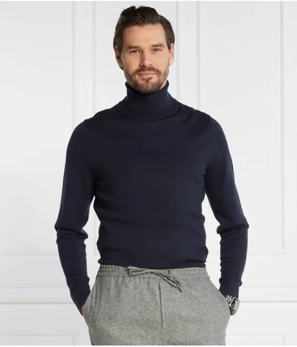 Шерстяная водолазка slim fit Calvin Klein, темно-синий — фото 3