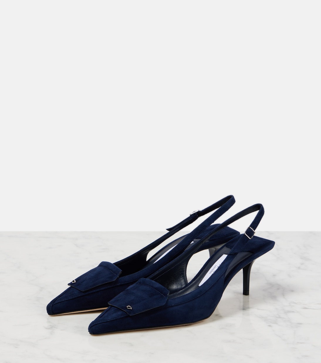 Замшевые туфли Frances 60 с открытой пяткой Jimmy Choo, темно-синий — фото 4