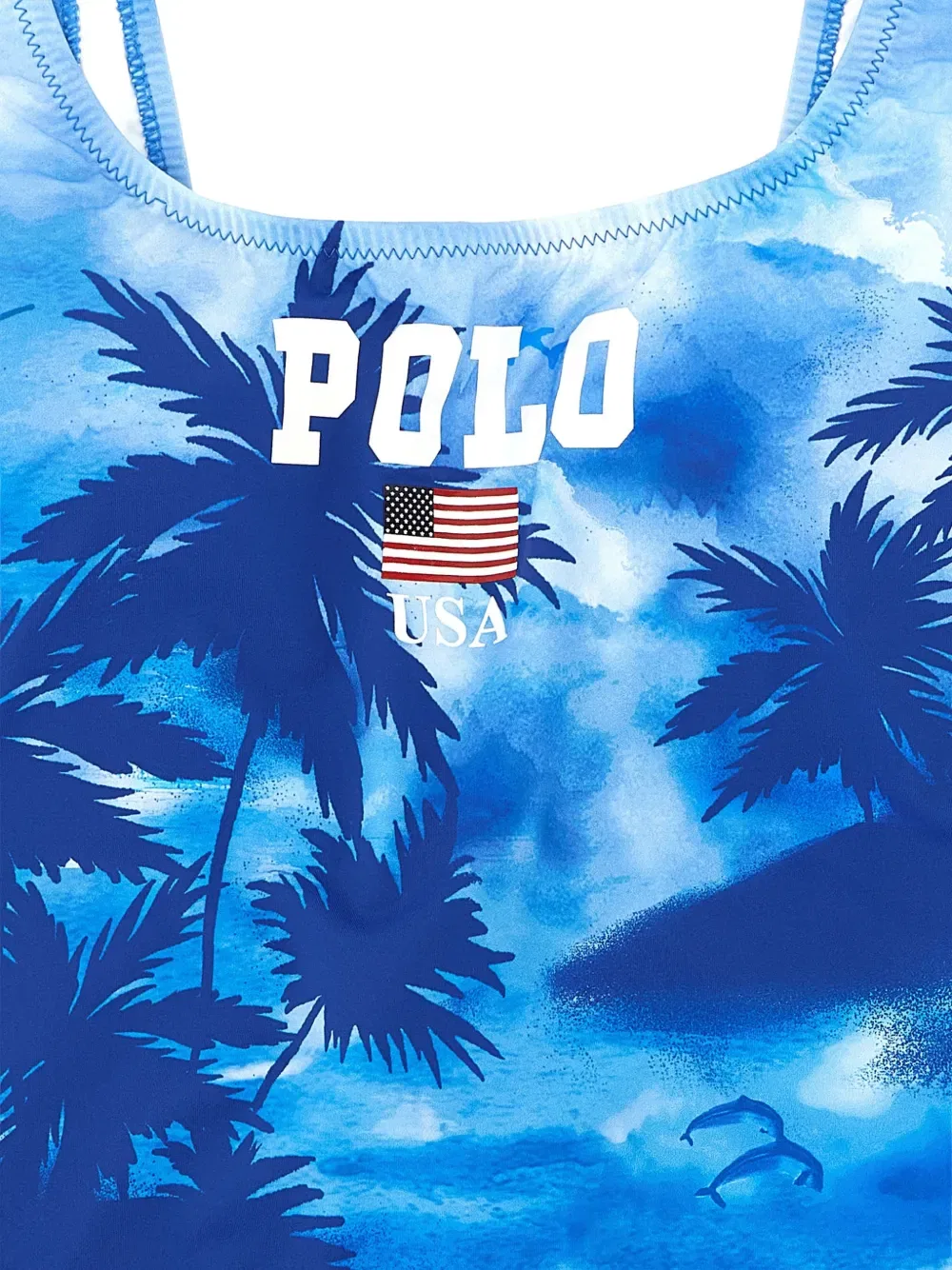 Купальник с узорчатым принтом Polo Ralph Lauren, синий — фото 3