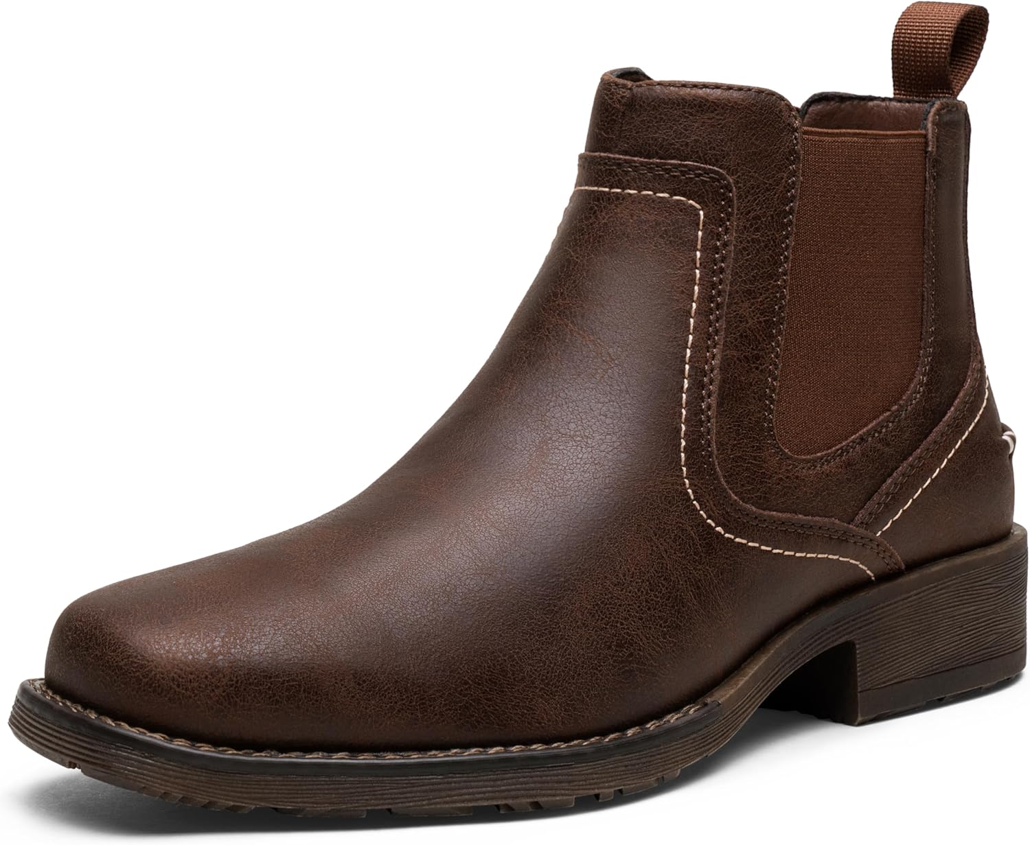

Мужские ботинки Jousen Chelsea с квадратным носком, ботинки на щиколотку, деловые и повседневные ботинки без шнуровки для мужчин, Amy8425-brown