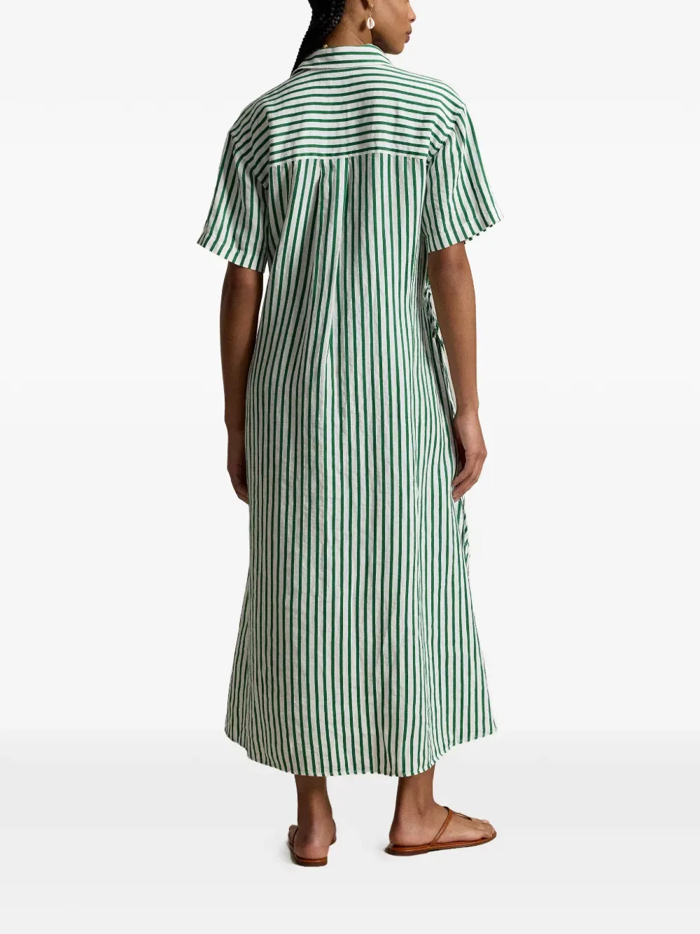 Длинное платье в полоску на завязках Polo Ralph Lauren, зеленый — фото 3